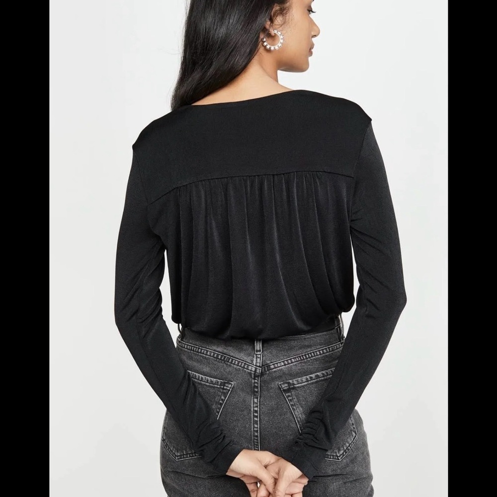 Free People Turnt Faux Wrap Draped Bodysuit.  Deep V-Neck - Picture 3 of 11